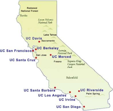 University of California map location
